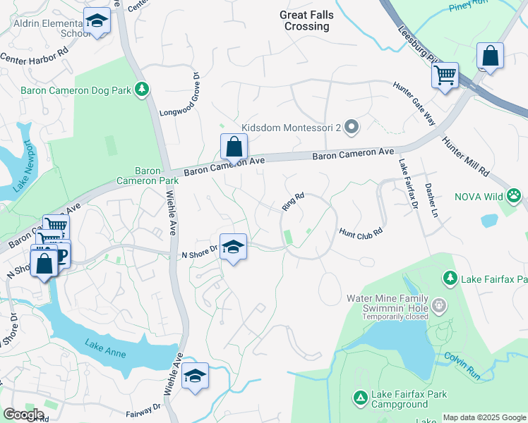 map of restaurants, bars, coffee shops, grocery stores, and more near 11021 Saffold Way in Reston