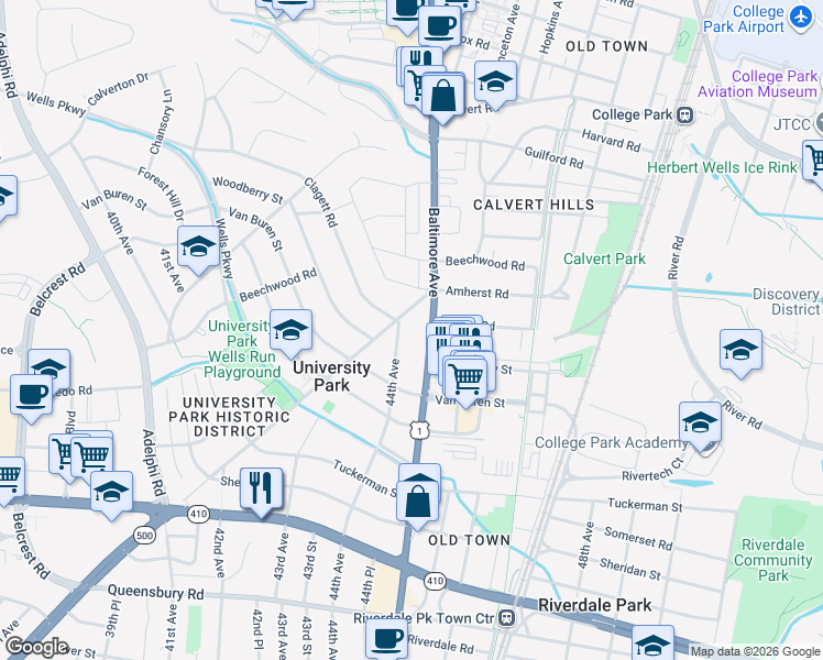 map of restaurants, bars, coffee shops, grocery stores, and more near 101 Independence Avenue Southeast in Washington