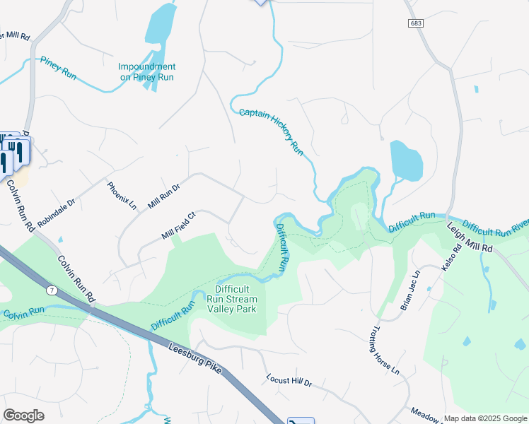 map of restaurants, bars, coffee shops, grocery stores, and more near 9725 Mill Run Drive in Great Falls