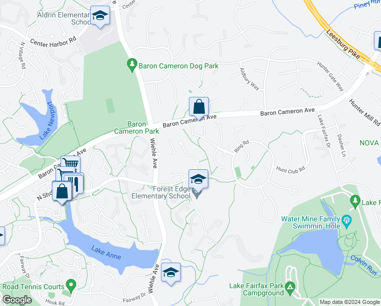 map of restaurants, bars, coffee shops, grocery stores, and more near 1429 Greenmont Court in Reston