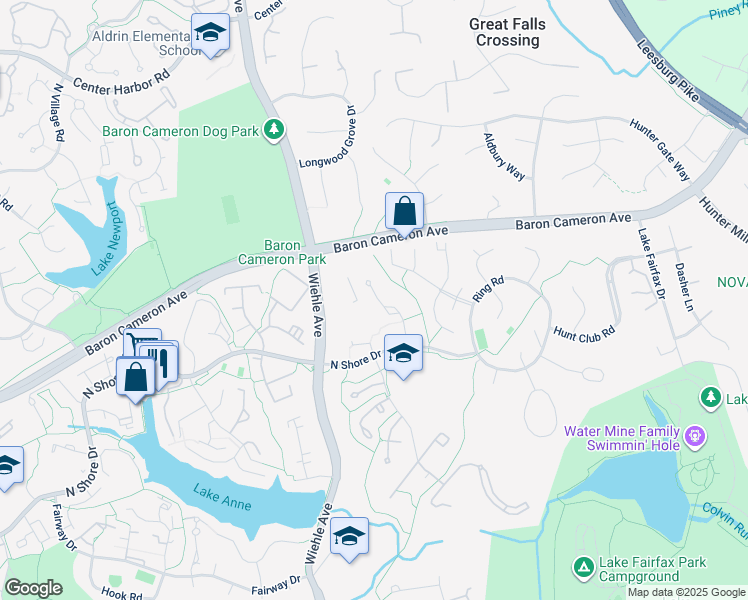 map of restaurants, bars, coffee shops, grocery stores, and more near 1426 Greenmont Court in Reston