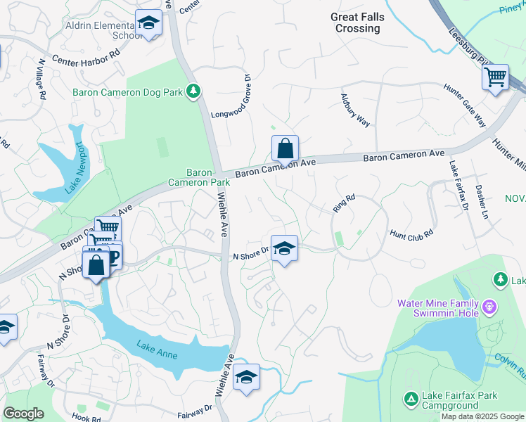 map of restaurants, bars, coffee shops, grocery stores, and more near 1426 Greenmont Court in Reston