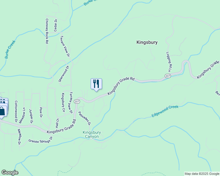 map of restaurants, bars, coffee shops, grocery stores, and more near 458 Nevada 207 in Glenbrook