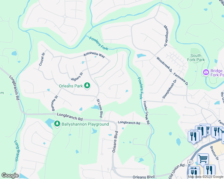 map of restaurants, bars, coffee shops, grocery stores, and more near 9967 Mardi Gras Way in Union