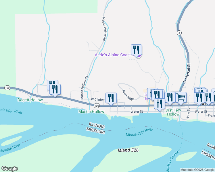map of restaurants, bars, coffee shops, grocery stores, and more near 818 West Clinton Street in Grafton