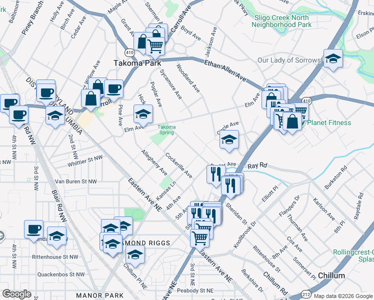 map of restaurants, bars, coffee shops, grocery stores, and more near 101 Independence Avenue Southeast in Washington