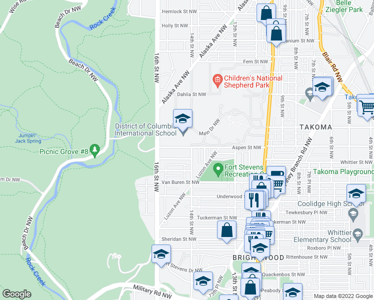 map of restaurants, bars, coffee shops, grocery stores, and more near 101 Independence Avenue Southeast in Washington