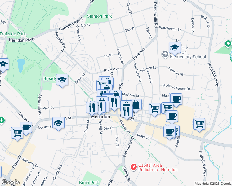 map of restaurants, bars, coffee shops, grocery stores, and more near 101 Independence Avenue Southeast in Washington