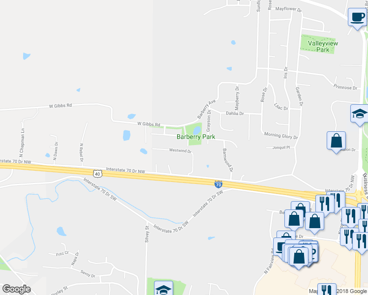 map of restaurants, bars, coffee shops, grocery stores, and more near 3406 Westwind Drive in Columbia
