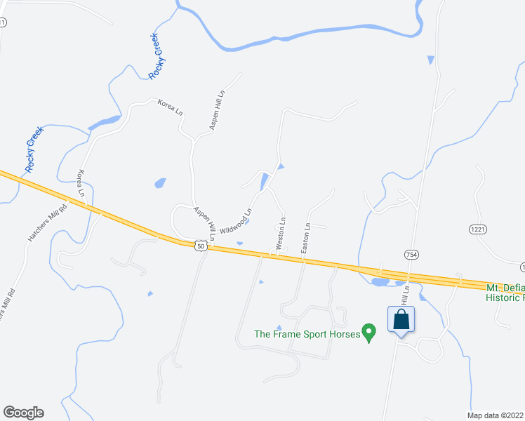 map of restaurants, bars, coffee shops, grocery stores, and more near 23350 Wildwood Lane in Middleburg