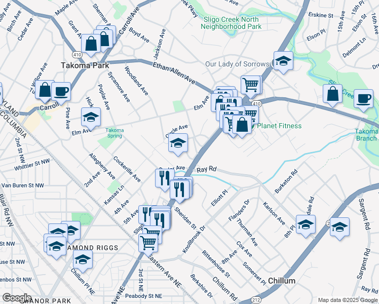 map of restaurants, bars, coffee shops, grocery stores, and more near 101 Independence Avenue Southeast in Washington