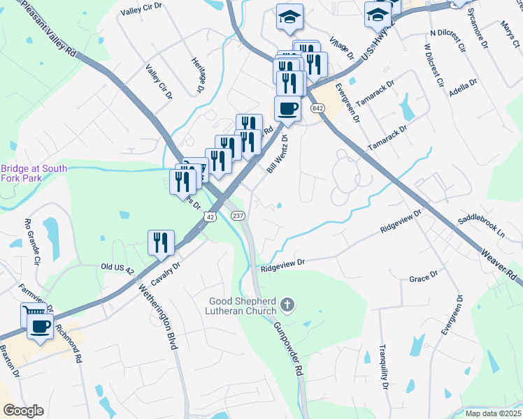 map of restaurants, bars, coffee shops, grocery stores, and more near 8756 Gunpowder Road in Florence