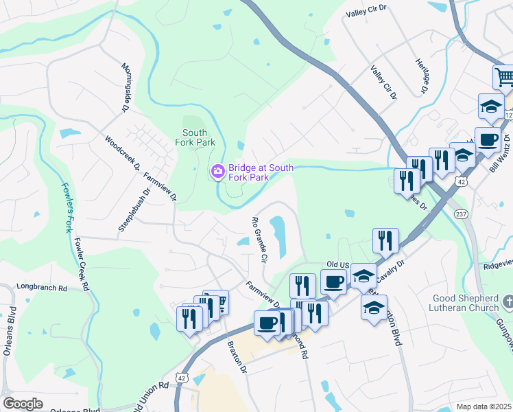 map of restaurants, bars, coffee shops, grocery stores, and more near 145 Wellington Drive in Florence
