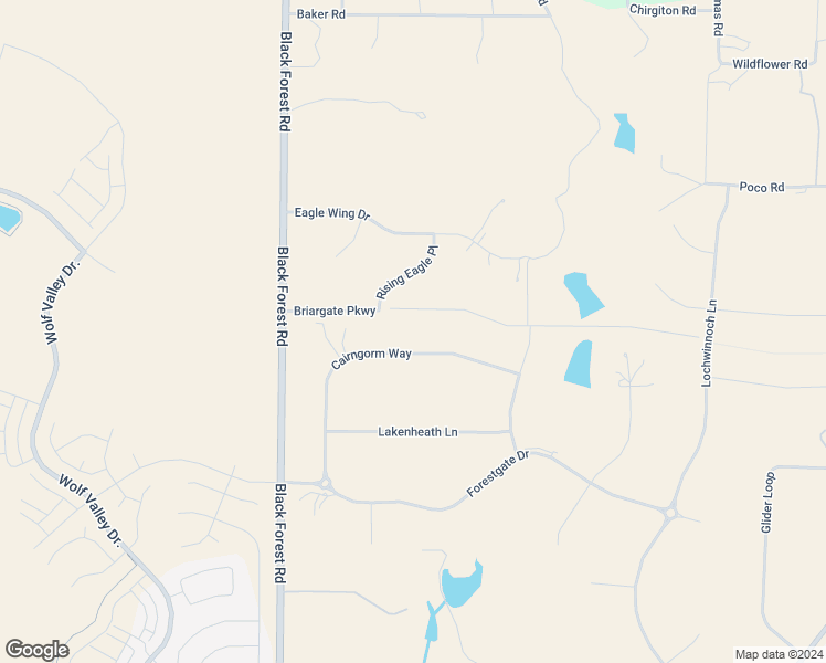map of restaurants, bars, coffee shops, grocery stores, and more near 9815 Rising Eagle Place in Colorado Springs