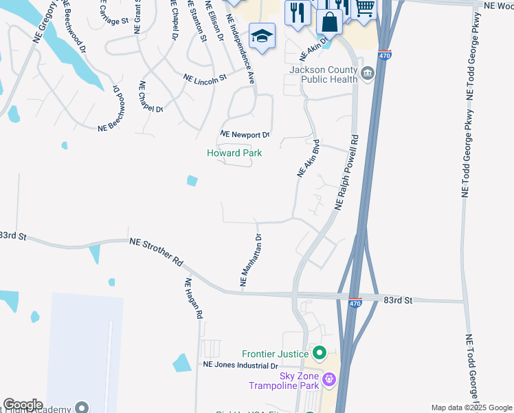 map of restaurants, bars, coffee shops, grocery stores, and more near 600 Northeast Meadowview Drive in Lee's Summit