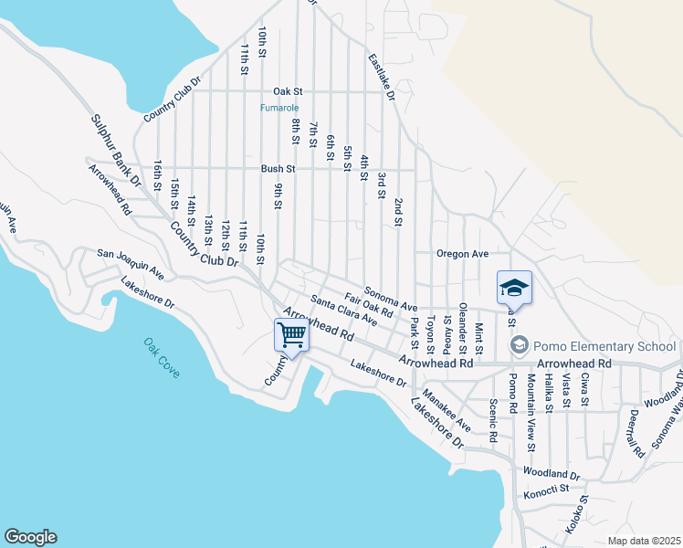 map of restaurants, bars, coffee shops, grocery stores, and more near 3443 5th Street in Clearlake