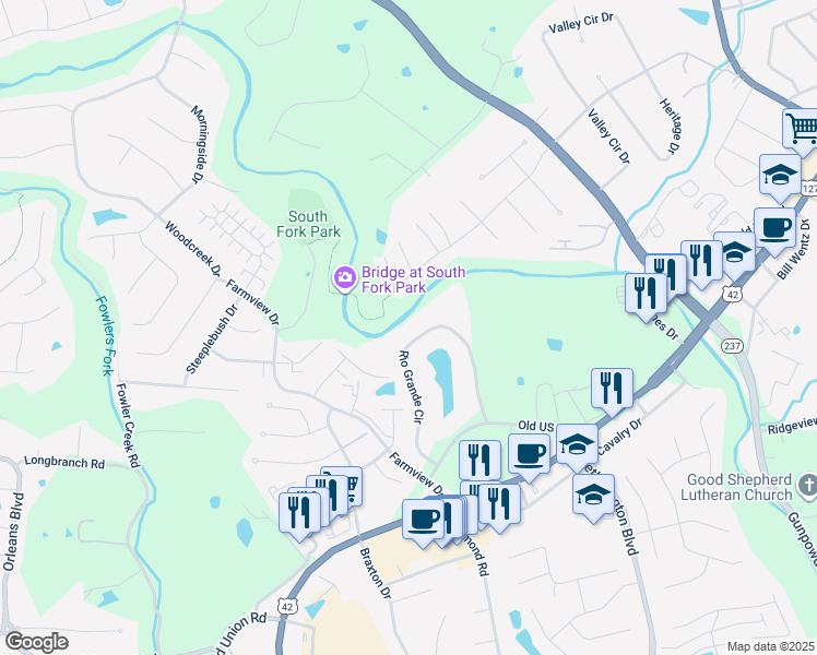 map of restaurants, bars, coffee shops, grocery stores, and more near 27 Rio Grande Circle in Florence