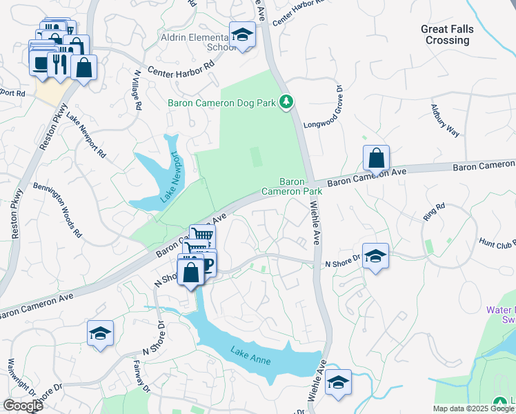 map of restaurants, bars, coffee shops, grocery stores, and more near 1308 Northgate Square in Reston