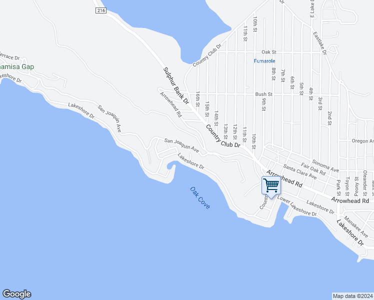 map of restaurants, bars, coffee shops, grocery stores, and more near 13041 San Joaquin Avenue in Clearlake