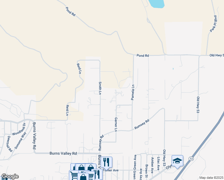 map of restaurants, bars, coffee shops, grocery stores, and more near 2845 Garner Lane in Clearlake