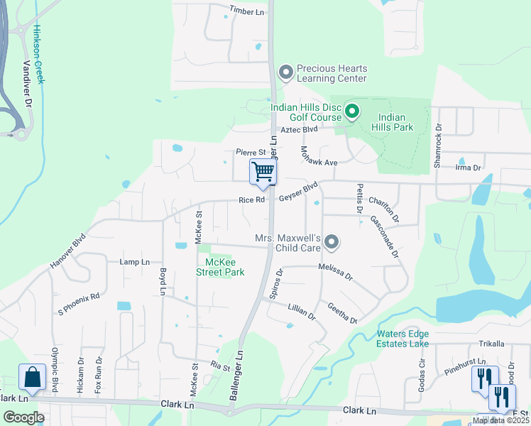 map of restaurants, bars, coffee shops, grocery stores, and more near 2119 Ballenger Lane in Columbia