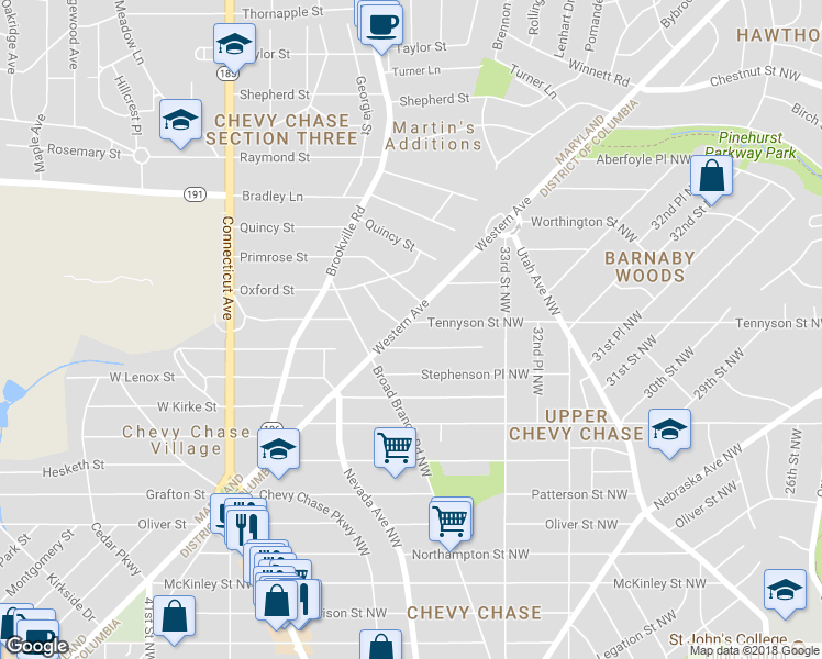 map of restaurants, bars, coffee shops, grocery stores, and more near 3364 Tennyson Street Northwest in Washington