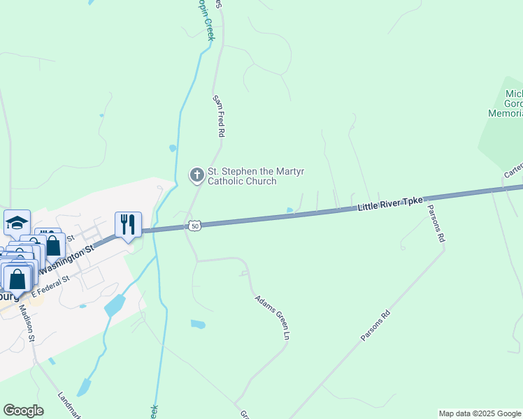 map of restaurants, bars, coffee shops, grocery stores, and more near 37174 John Mosby Highway in Middleburg
