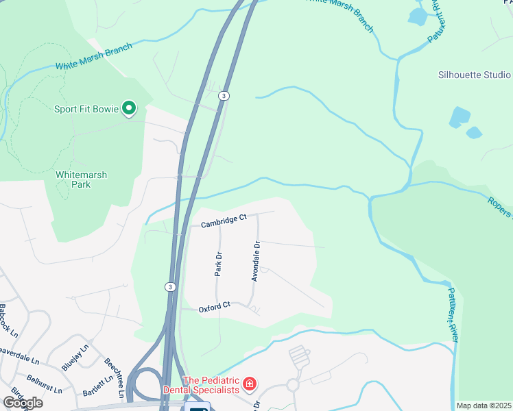 map of restaurants, bars, coffee shops, grocery stores, and more near 16300 Cambridge Court in Bowie