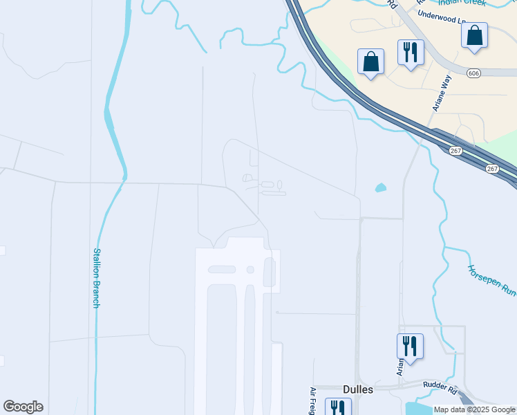 map of restaurants, bars, coffee shops, grocery stores, and more near 23250 Glide Slope Drive in Dulles