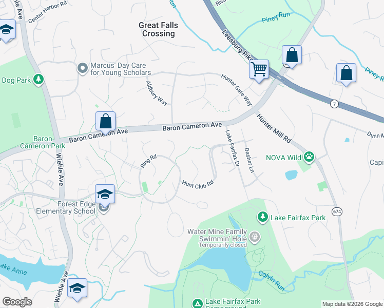 map of restaurants, bars, coffee shops, grocery stores, and more near 1323 Buttermilk Lane in Reston