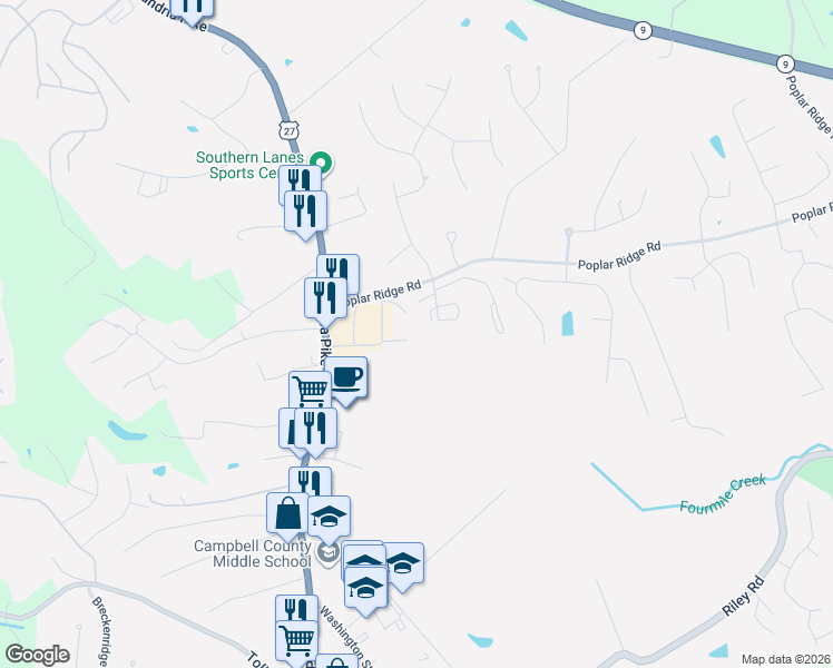 map of restaurants, bars, coffee shops, grocery stores, and more near 207 Ashley Drive in Alexandria