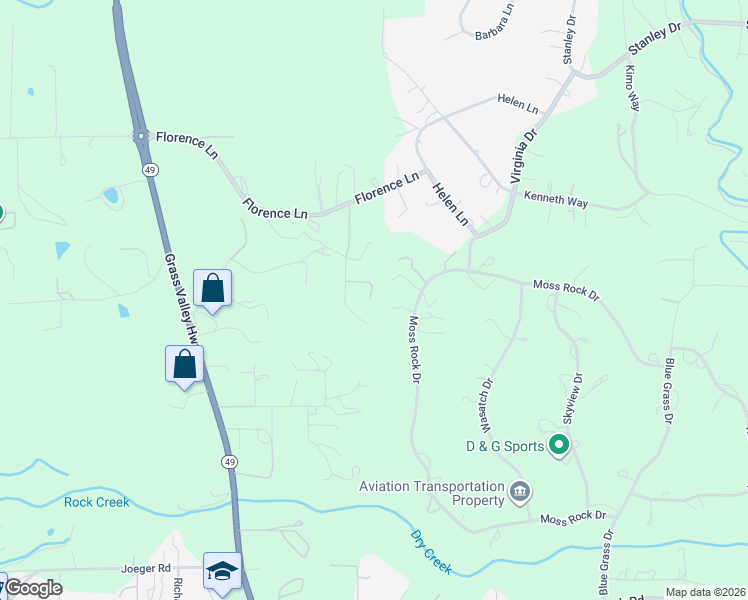 map of restaurants, bars, coffee shops, grocery stores, and more near 4979 Florence Court in Auburn