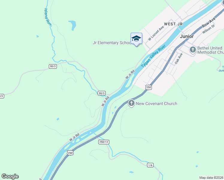 map of restaurants, bars, coffee shops, grocery stores, and more near 430 West Junior Road in Belington