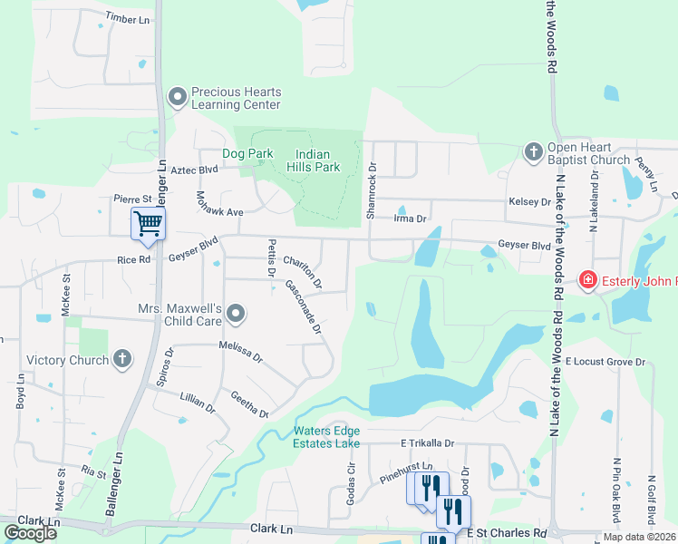 map of restaurants, bars, coffee shops, grocery stores, and more near 2284 Lafayette Court in Columbia