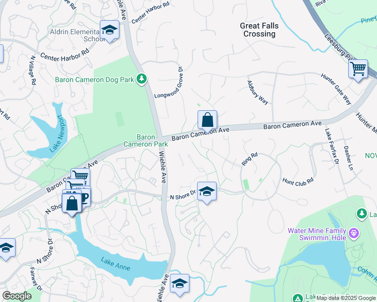 map of restaurants, bars, coffee shops, grocery stores, and more near 1407 Greenmont Court in Reston