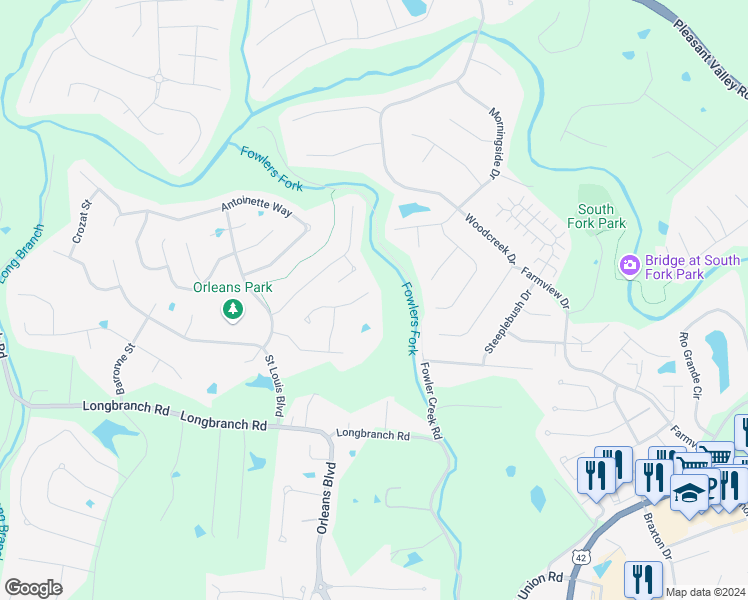 map of restaurants, bars, coffee shops, grocery stores, and more near 2631 Jackson Rue in Union