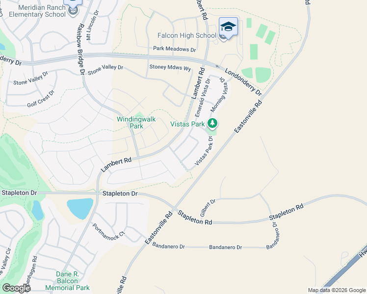 map of restaurants, bars, coffee shops, grocery stores, and more near 9663 Emerald Vista Drive in Peyton