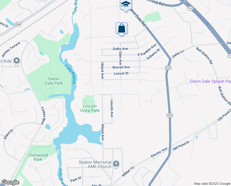 map of restaurants, bars, coffee shops, grocery stores, and more near 9912 Ridge Street in Lanham