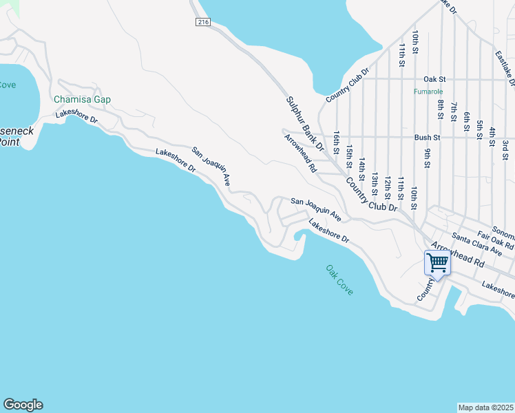 map of restaurants, bars, coffee shops, grocery stores, and more near 12865 San Joaquin Avenue in Clearlake
