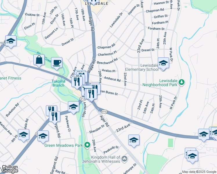 map of restaurants, bars, coffee shops, grocery stores, and more near 2009 Woodberry Street in Hyattsville