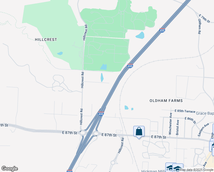 map of restaurants, bars, coffee shops, grocery stores, and more near 6103 East 84 Street in Kansas City