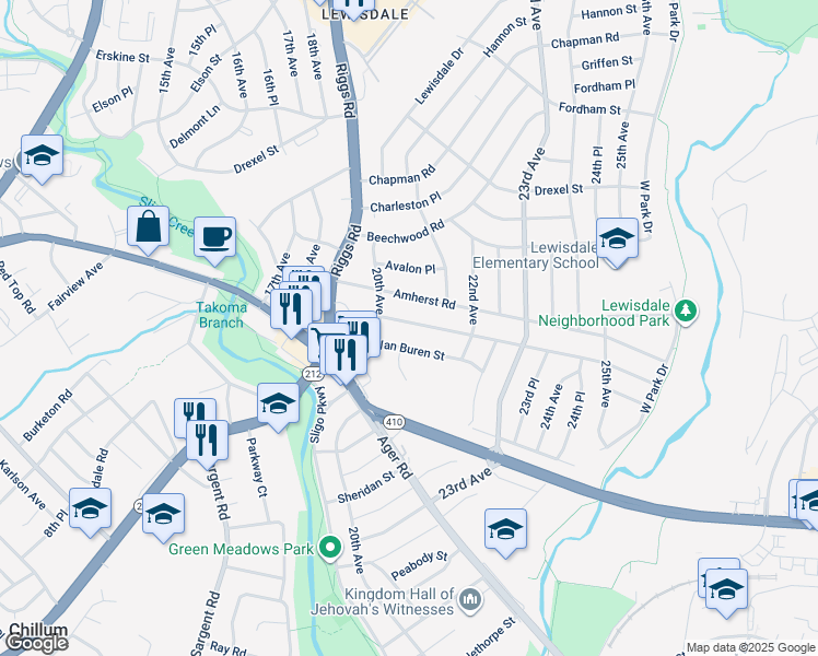 map of restaurants, bars, coffee shops, grocery stores, and more near 2009 Woodberry Street in Hyattsville