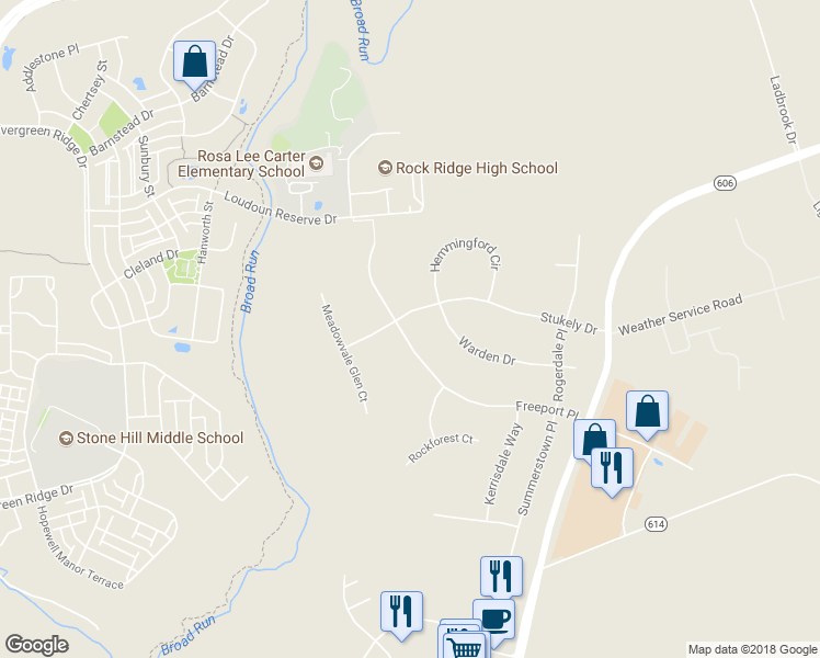 map of restaurants, bars, coffee shops, grocery stores, and more near 43498 Freeport Place in Dulles