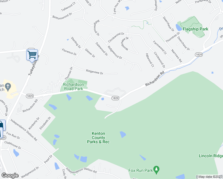map of restaurants, bars, coffee shops, grocery stores, and more near 3935 Richardson Road in Independence