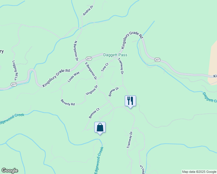 map of restaurants, bars, coffee shops, grocery stores, and more near 205 South Benjamin Drive in Glenbrook