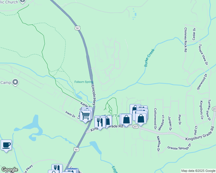 map of restaurants, bars, coffee shops, grocery stores, and more near 151 Sierra Colina Drive in Round Hill Village