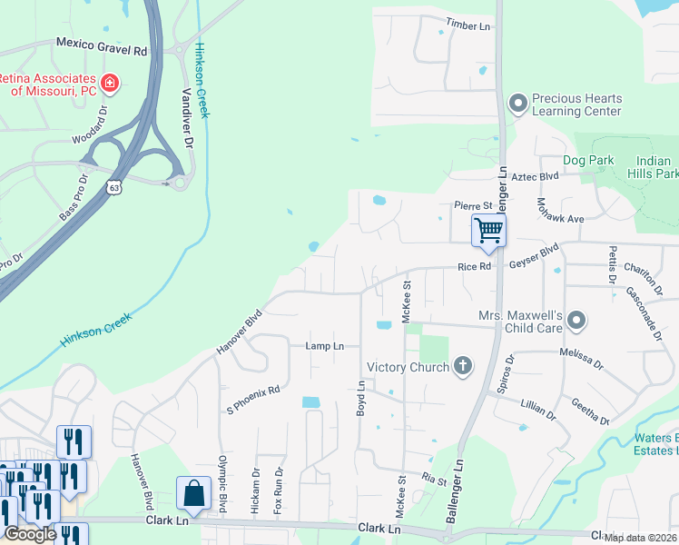 map of restaurants, bars, coffee shops, grocery stores, and more near 2506 Twin Oak Drive in Columbia