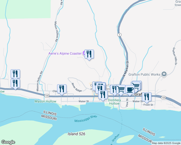 map of restaurants, bars, coffee shops, grocery stores, and more near 401 Timber Ridge Drive in Grafton