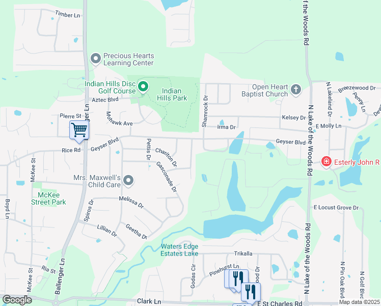 map of restaurants, bars, coffee shops, grocery stores, and more near 2284 Lafayette Court in Columbia
