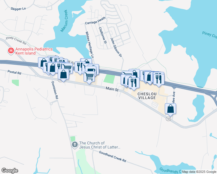 map of restaurants, bars, coffee shops, grocery stores, and more near 2009 Main Street in Chester